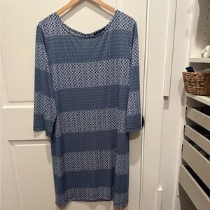 Blue Patterned Dress Banana Republic